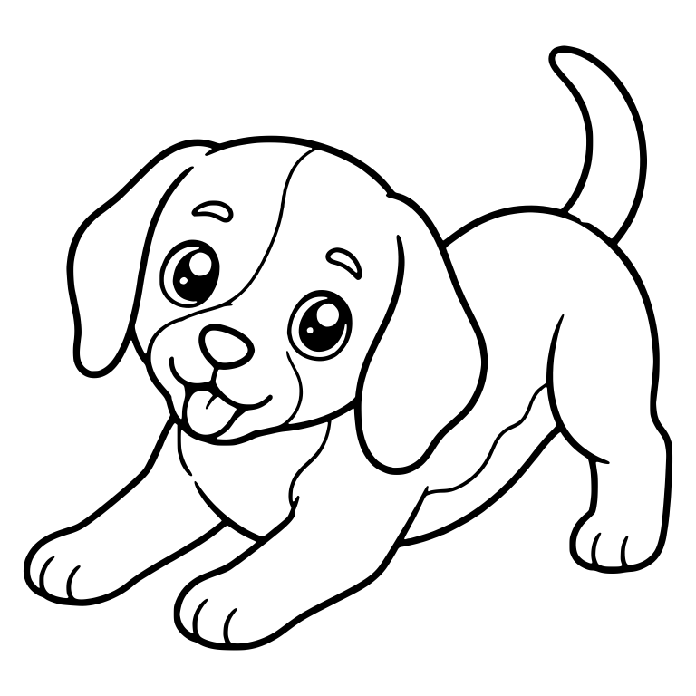 Playful Beagle Puppy in Play Bow with Tongue Out — free animal SVG cut file