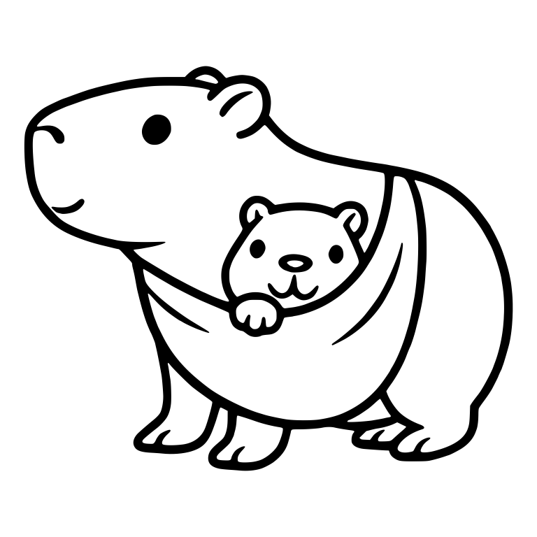 Mama Capybara Carrying Baby Capybara in a Sling — free animal SVG cut file