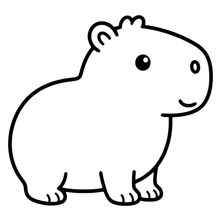Chubby Capybara Standing in Profile Facing Right (Kawaii Capybara Characters) — free animal SVG cut file