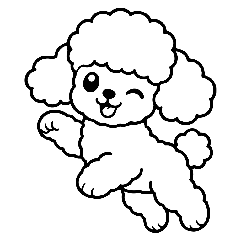 Winking Toy Poodle Puppy Jumping with Raised Paw — free animal SVG cut file