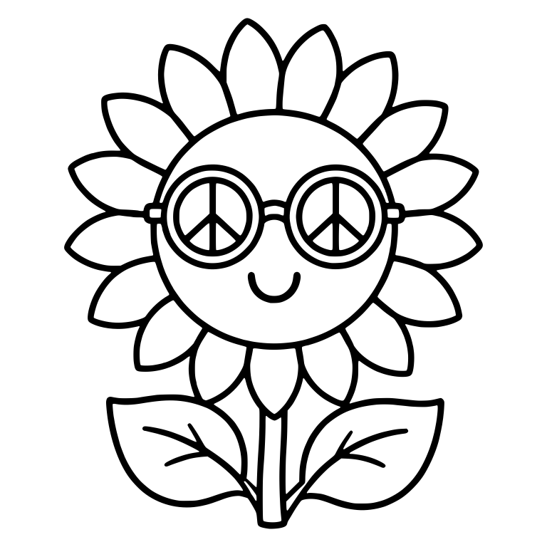 Hippie Sunflower With Peace Sign Glasses — free floral SVG cut file