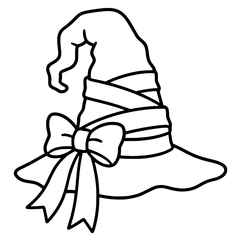 Witch Hat with Drooping Left Tip and Wrapped Ribbon Bow — free objects SVG cut file