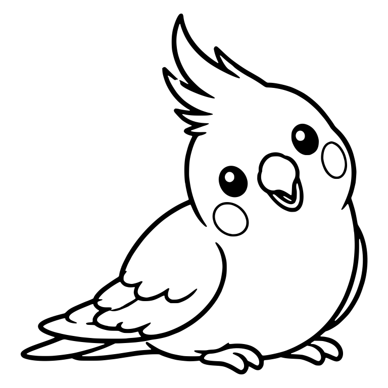 Cockatiel Tilting Head With Tall Crest and Cheek Patches — free animal SVG cut file