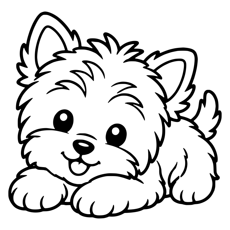 Yorkie Puppy Resting Chin on Paws — free animal SVG cut file