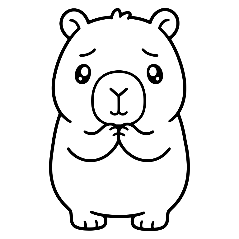 Shy Capybara Standing With Paws Clasped — free animal SVG cut file