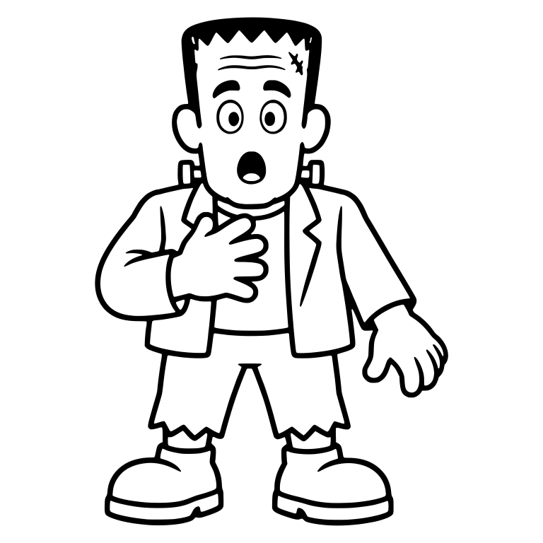 Retro Frankenstein Monster Surprised Hand on Chest — free fantasy-creature SVG cut file