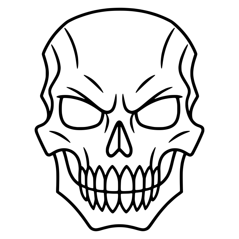 Angry Skull With Furrowed Brows and Full Row of Teeth — free skeleton SVG cut file