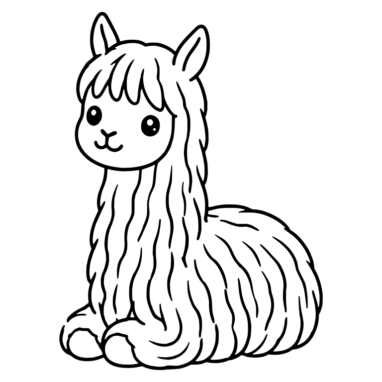 Resting Suri Alpaca Cria With Long Draping Locks — free animal SVG cut file