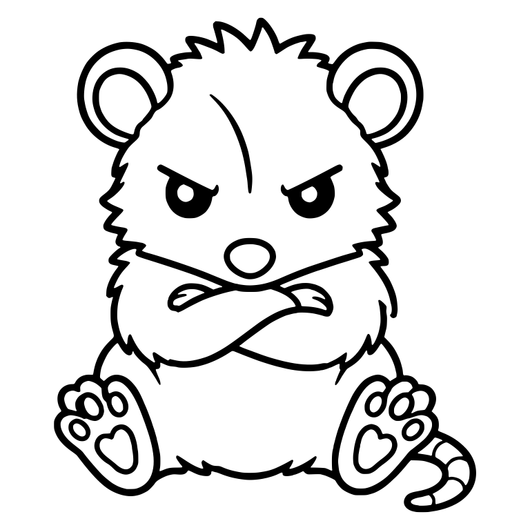 Grumpy Sitting Opossum With Crossed Arms — free animal SVG cut file
