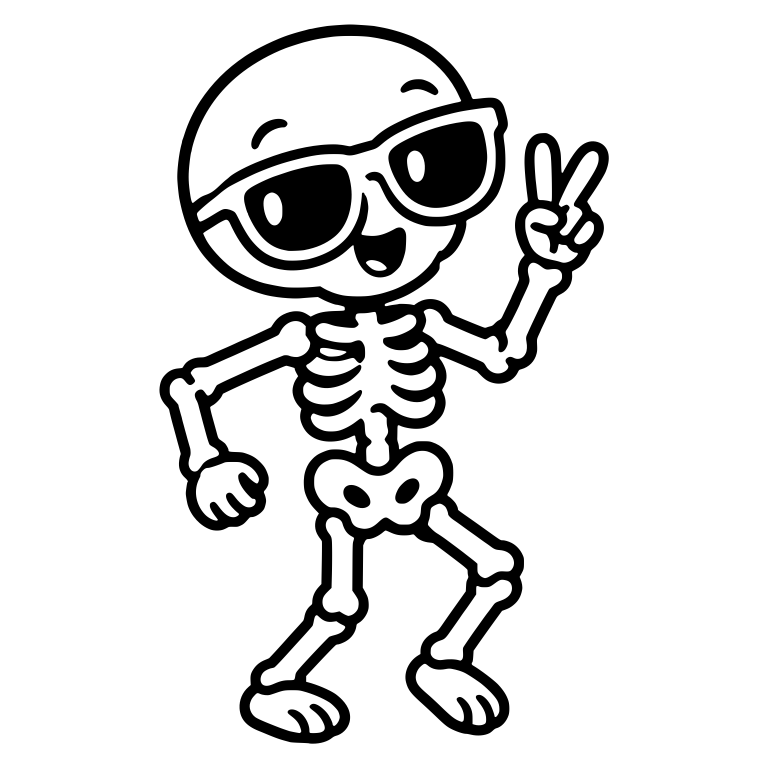 Skeleton In Sunglasses Flashing Peace Sign — free skeleton SVG cut file
