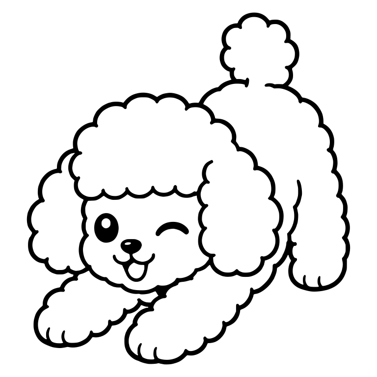 Winking Toy Poodle Puppy Play Bow Facing Left — free animal SVG cut file
