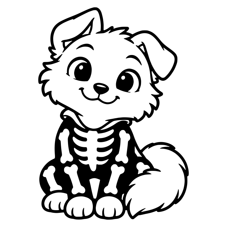 Floppy-Eared Puppy in Skeleton Costume — free animal SVG cut file