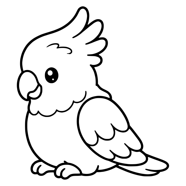 Cockatoo Facing Left With Wavy Chest Ruff and Swept Crest — free animal SVG cut file