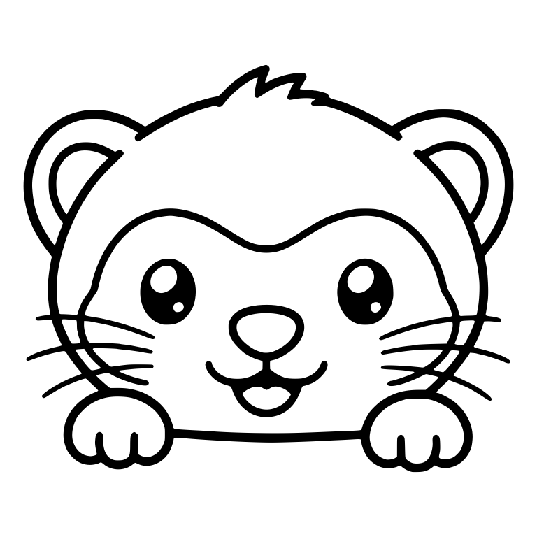 Open-Mouth Smiling Ferret Peeking Over a Ledge — free animal SVG cut file