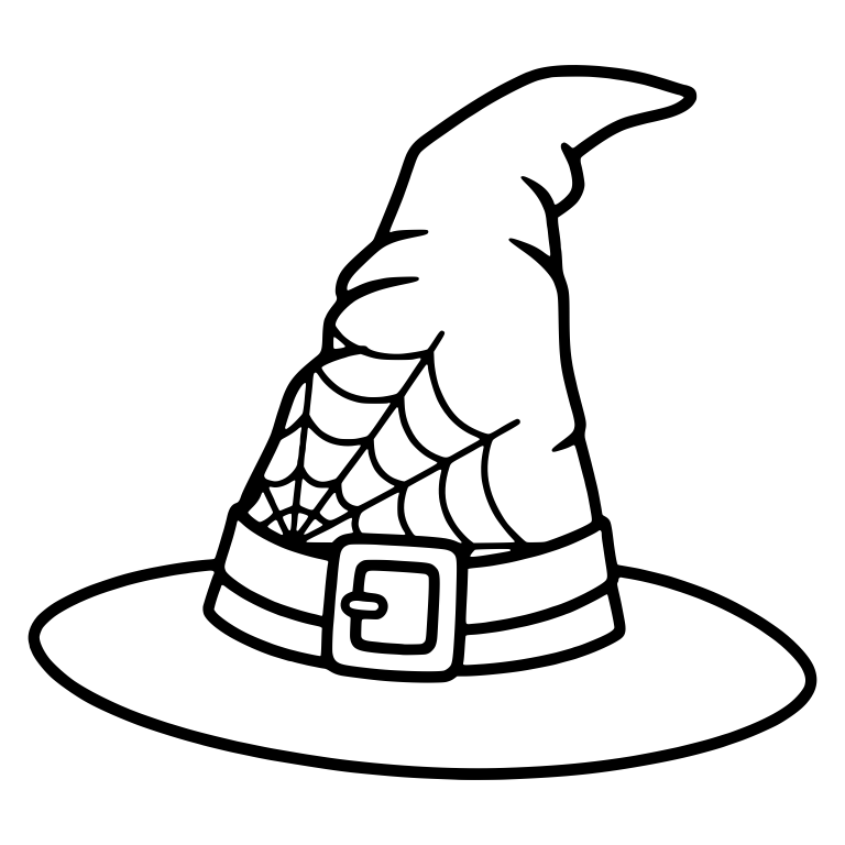 Wide-Brim Witch Hat with Corner Spiderweb — free objects SVG cut file