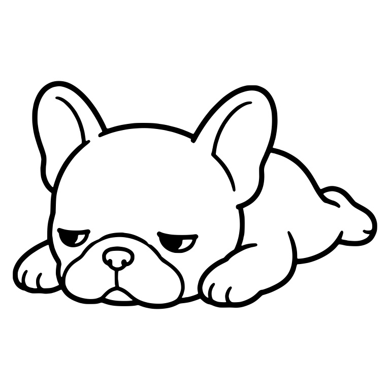 Drowsy French Bulldog Puppy Lying Flat With Heavy Eyelids — free animal SVG cut file