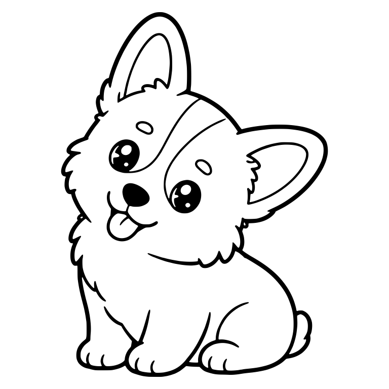 Sitting Corgi Puppy Tilting Its Head With Tongue Out — free animal SVG cut file