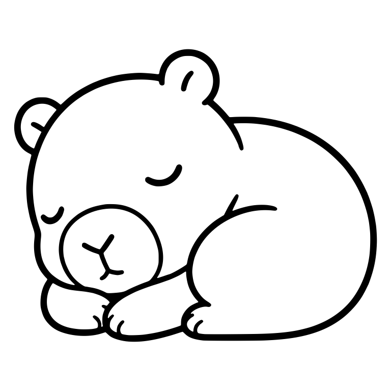 Sleeping Capybara Curled on Its Side with Round Ears — free animal SVG cut file