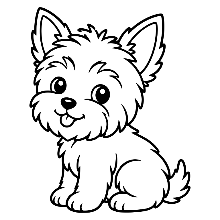 Sitting Yorkie Puppy in Three-Quarter View — free animal SVG cut file
