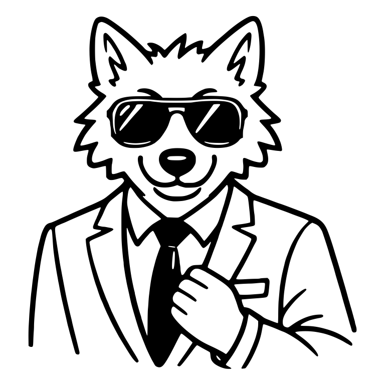 Wolf in Sunglasses Suit and Tie Adjusting Jacket — free animal SVG cut file