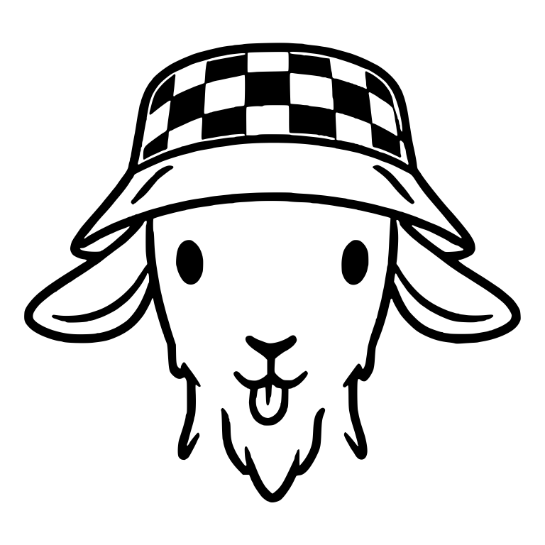 Goat in Checkerboard Bucket Hat Sticking Out Tongue — free animal SVG cut file