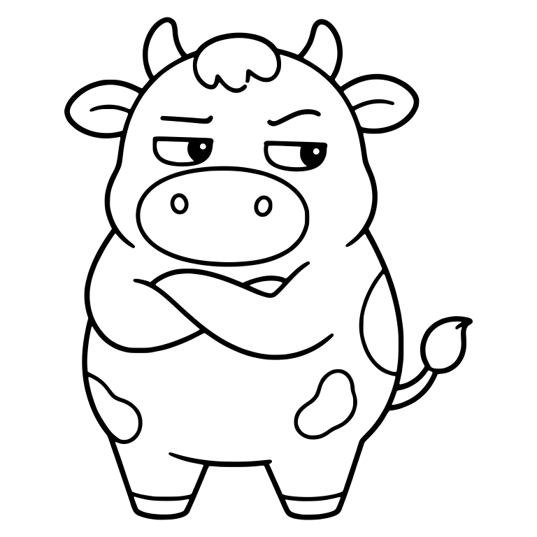 Cow Standing With Arms Crossed and Judging Side-Eye — free animal SVG cut file