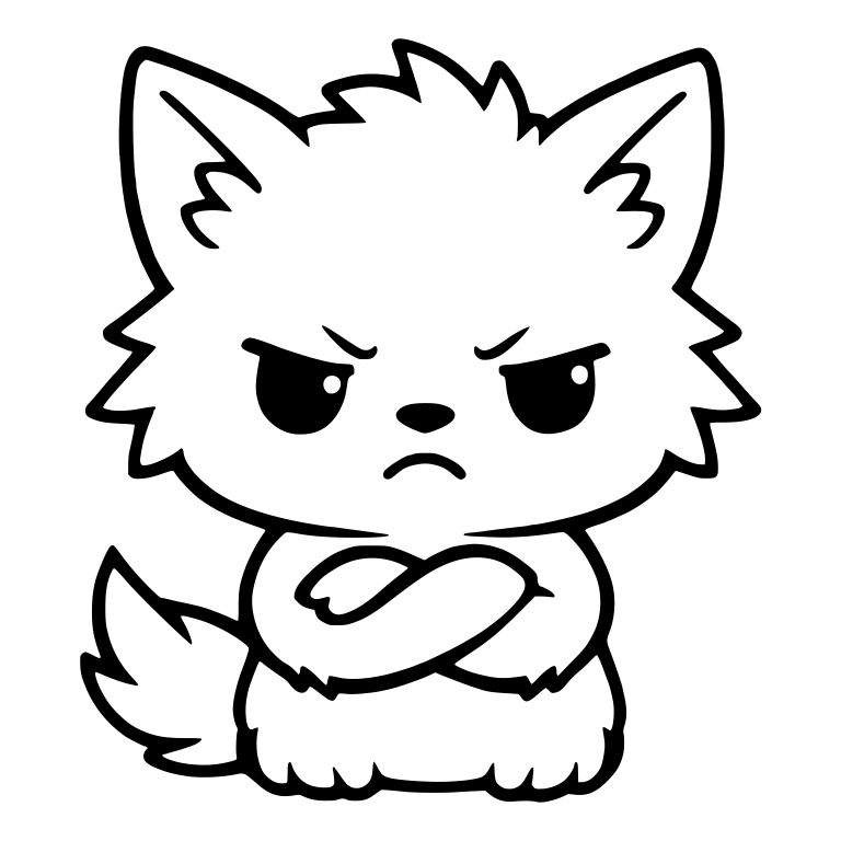 Grumpy Wolf Pup Sitting With Arms Crossed — free animal SVG cut file