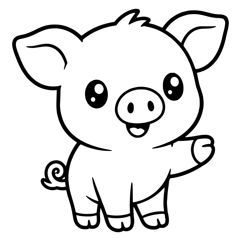 Waving Piglet Standing With Hair Tuft — free animal SVG cut file