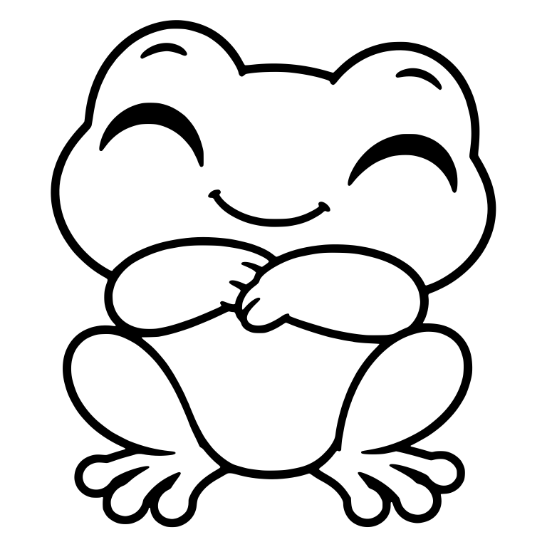 Happy Chibi Frog With Eyes Closed and Folded Arms — free animal SVG cut file