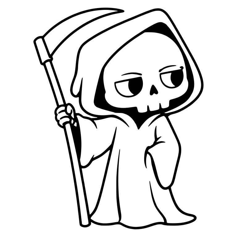 Bored Grim Reaper Standing with Scythe and Hand on Hip — free characters SVG cut file
