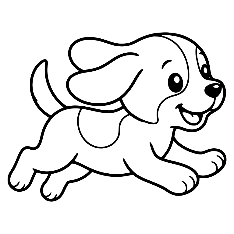 Running Beagle Puppy With Flying Ears Facing Right — free animal SVG cut file