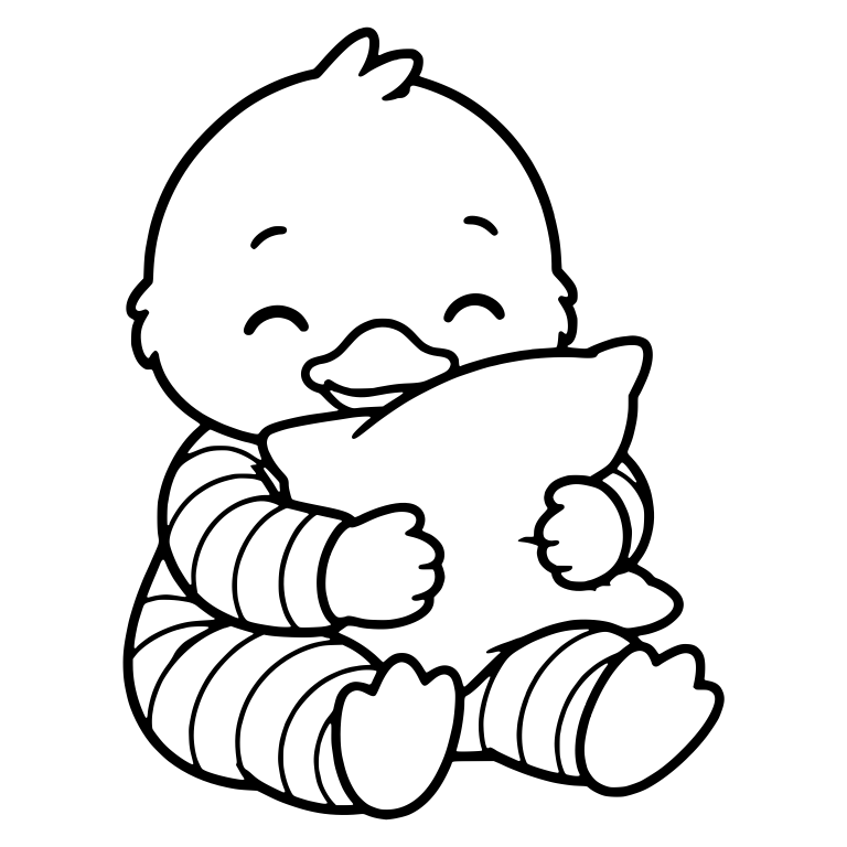 Duckling Hugging Pillow in Striped Pajamas — free animal SVG cut file