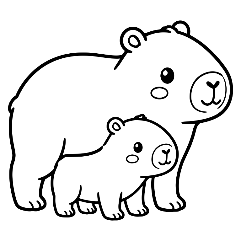 Standing Capybara Mother and Baby in Profile — free animal SVG cut file