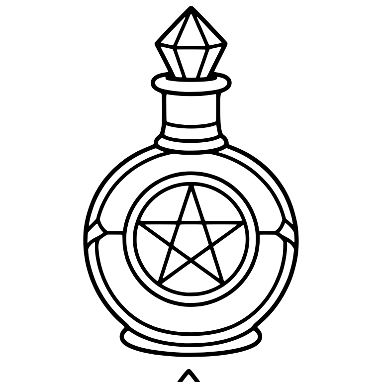 Round Potion Bottle with Pentagram and Gem Stopper — free objects SVG cut file