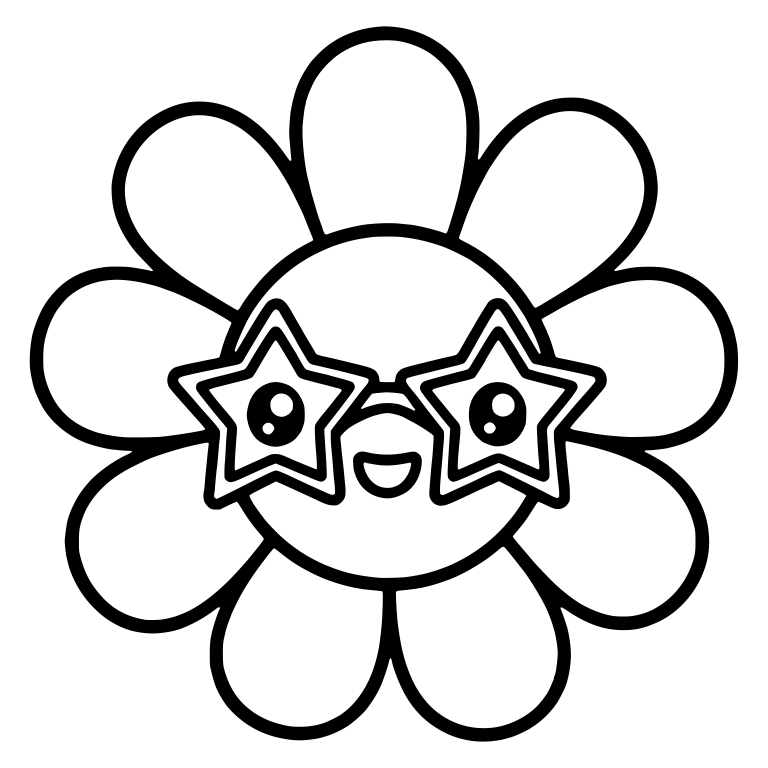 Disco Daisy Flower With Star-Shaped Sunglasses — free floral SVG cut file