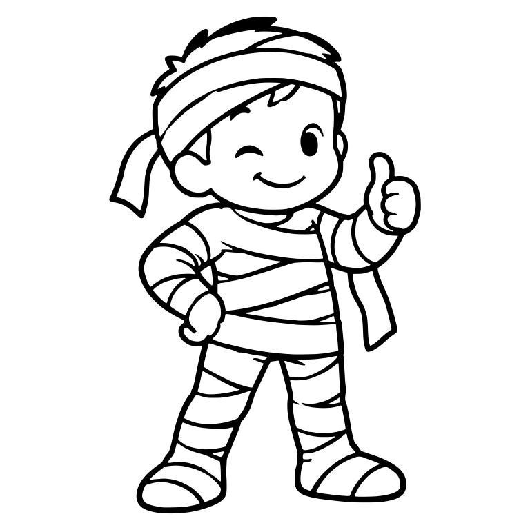 Winking Mummy Boy Giving a Thumbs Up — free characters SVG
