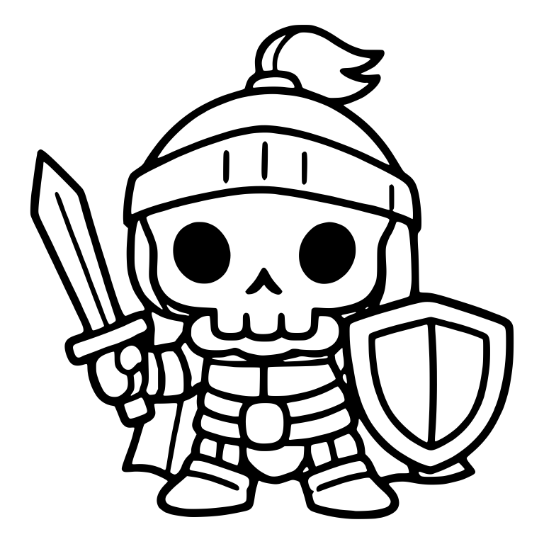Chibi Skeleton Knight with Plumed Helmet and Shield — free skeleton SVG cut file