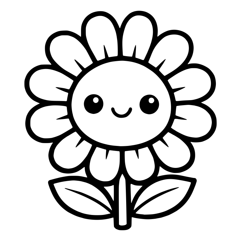 Smiling Daisy With Two Top Petals and Petal Spikes — free floral SVG cut file