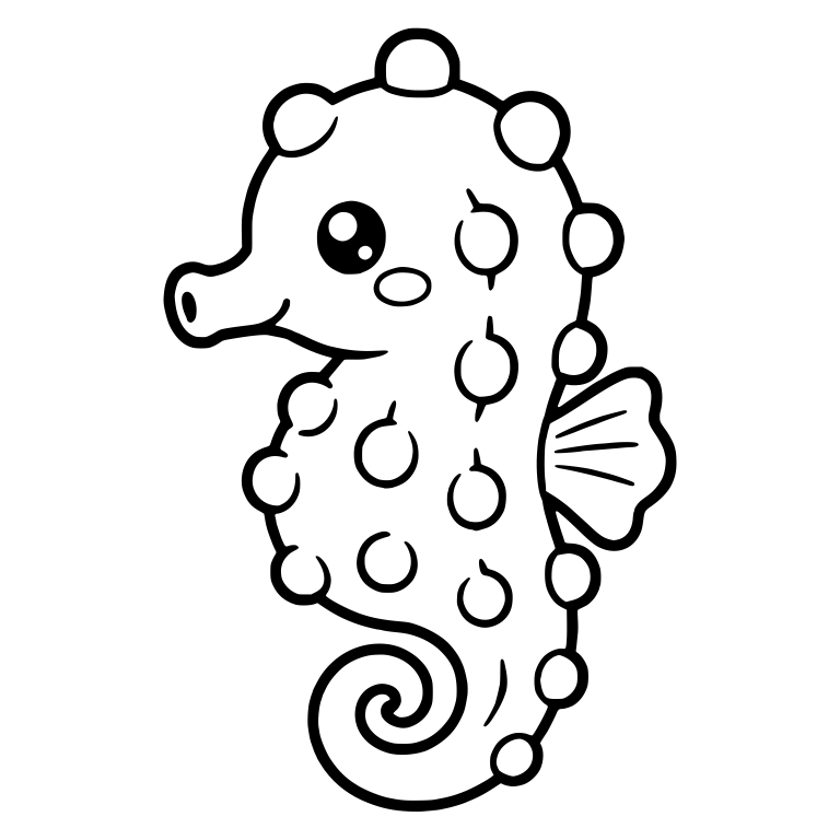 Kawaii Seahorse with Bumpy Spotted Body and Round Knobs — free animal SVG cut file
