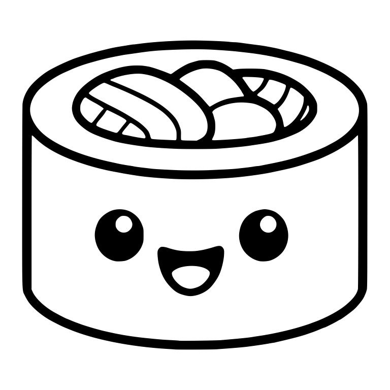 Wide-Eyed Sushi Roll With Fish Slices in Rimmed Top — free food SVG cut file