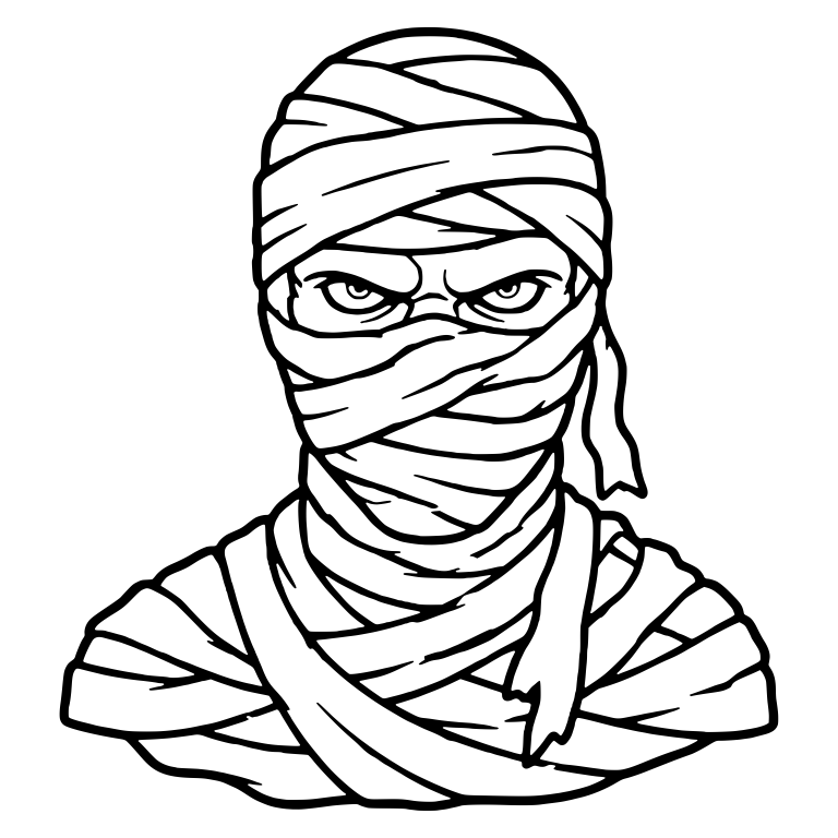 Glaring Mummy Bust With Fully Wrapped Face — free fantasy-creature SVG cut file