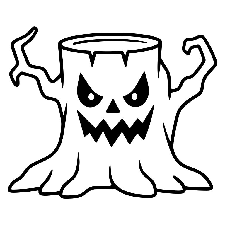 Angry Tree Stump With Jagged Teeth and Twisted Arms — free floral SVG cut file