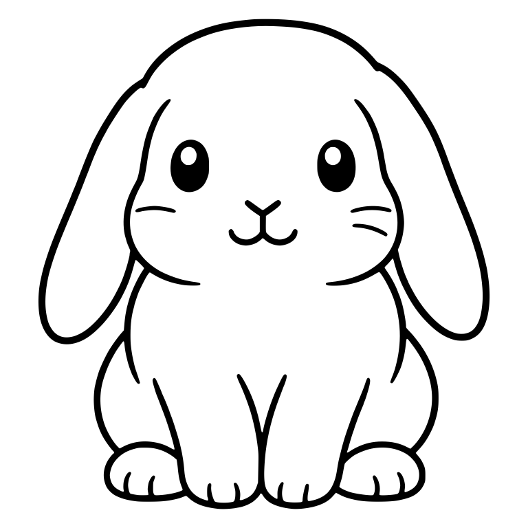 Sitting Lop Bunny With Whiskers and Wide Smile — free animal SVG cut file