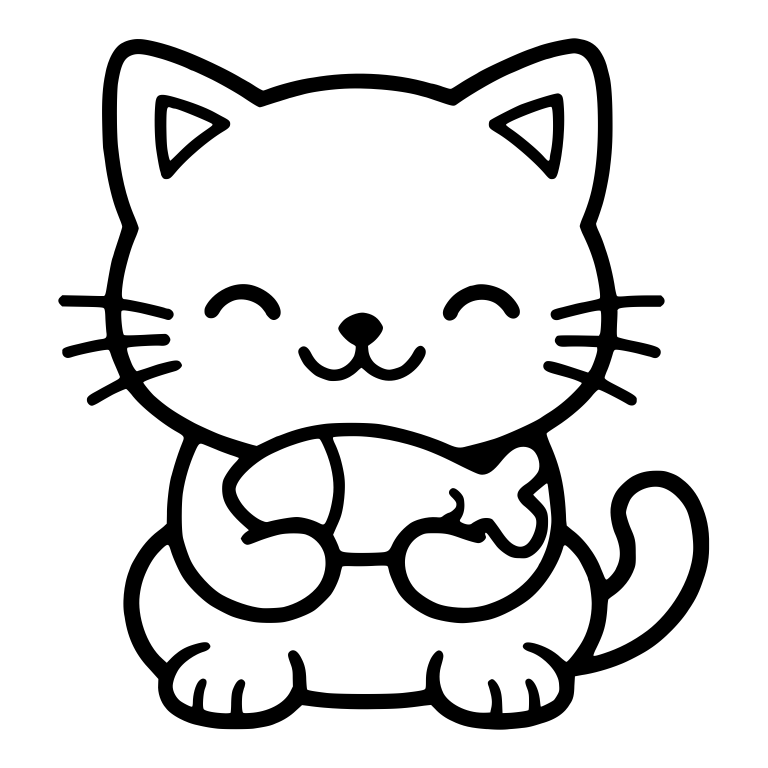 Happy Kitten Hugging a Fish — free animal SVG cut file