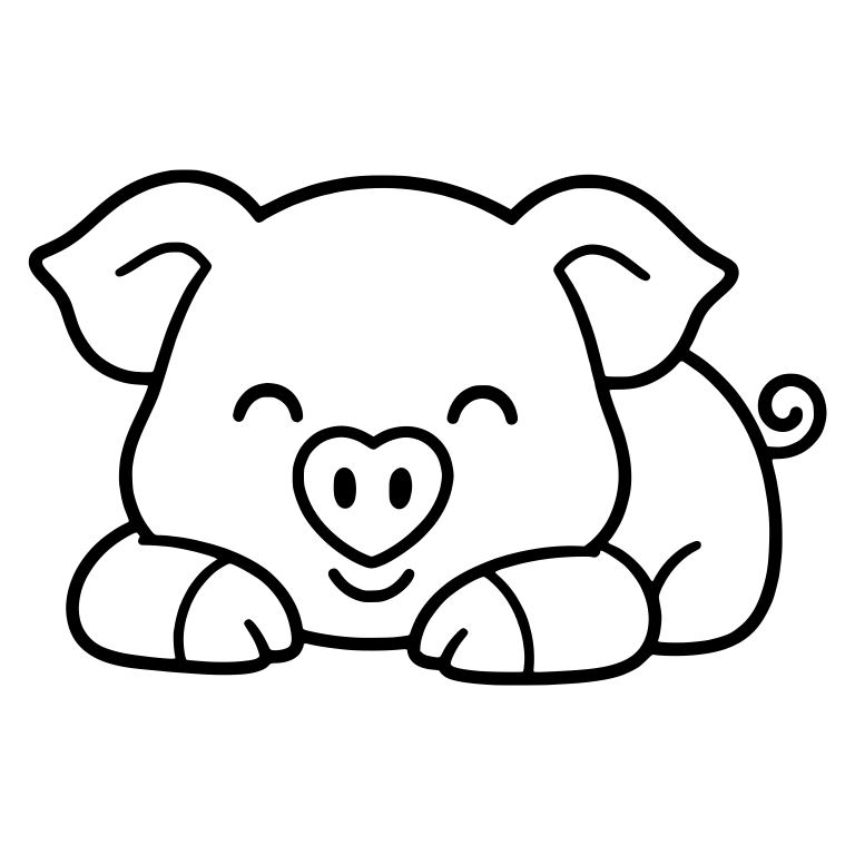 Lying Piglet With Heart Shaped Nose And Happy Eyes — free animal SVG cut file