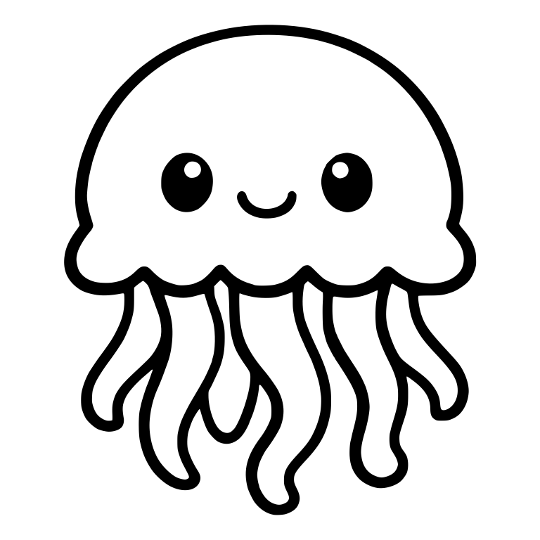 Jellyfish With Small Smile And Rippled Bell Edge — free animal SVG cut file