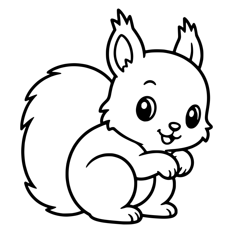 Squirrel Sitting Sideways With Paws at Chin and Big Tail — free animal SVG cut file