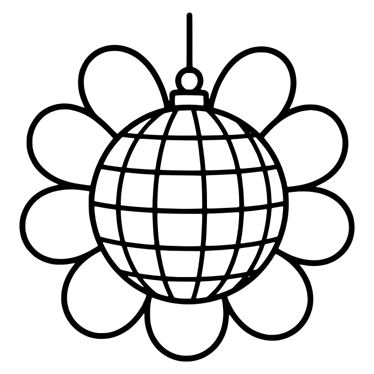 Hanging Disco Ball Flower With Round Petals — free floral SVG cut file