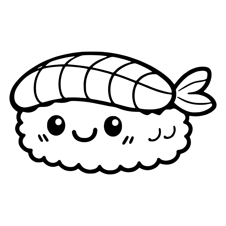 Shrimp Nigiri With Fanned Tail and Soft Smile — free food SVG cut file
