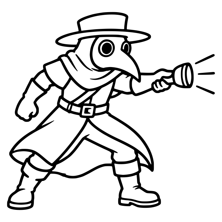 Plague Doctor Shining a Flashlight — free characters SVG cut file